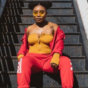 Red and White Sweat pants